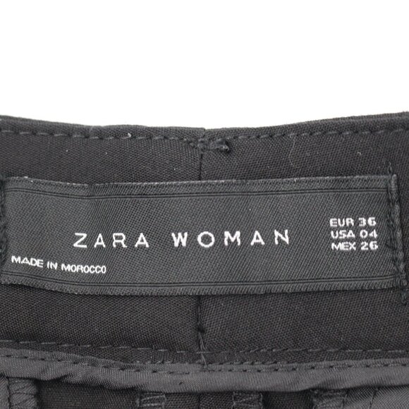NWT Zara pants women's 4 Asymmetric Hem black cotton blend career preppy work - Picture 15 of 15